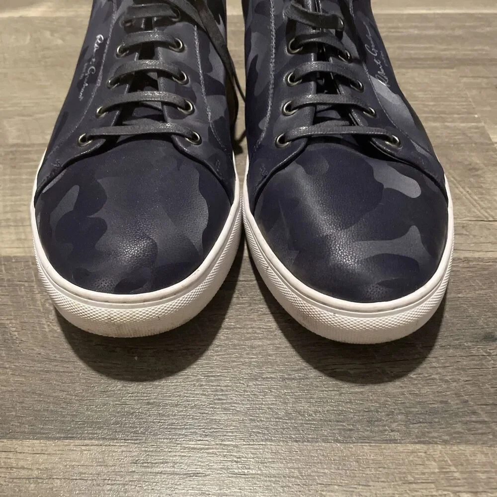 Robert Graham Men's Low Top Camo Sneakers - Navy Blue/Gray, Size 13